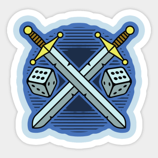 swords and dice Sticker